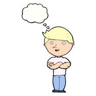 cartoon happy man with thought bubble N454
