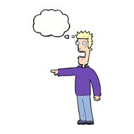 cartoon terrified man with thought bubble N223