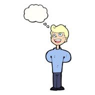 cartoon happy man with thought bubble N455