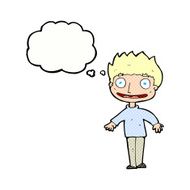 cartoon excited boy with thought bubble N146