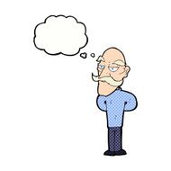 cartoon old man with mustache thought bubble N30