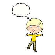 cartoon happy boy with thought bubble N231