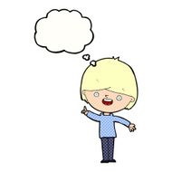 cartoon happy boy with thought bubble N232
