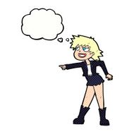cartoon woman pointing with thought bubble N212