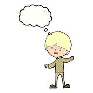 cartoon unhappy boy with thought bubble N58