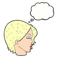 cartoon female face with thought bubble N148