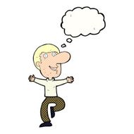cartoon happy man with thought bubble N456