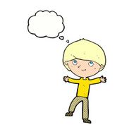 cartoon excited boy with thought bubble N147