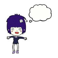 cartoon vampire girl with thought bubble N216