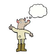 cartoon funny werewolf with thought bubble N15