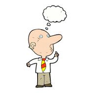 cartoon bald man asking question with thought bubble N10