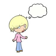 cartoon confused woman with thought bubble N83