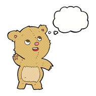 cartoon cute waving teddy bear with thought bubble N2