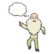 cartoon stressed old man with thought bubble N19