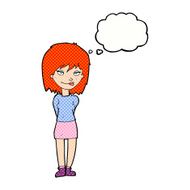 cartoon happy woman with thought bubble N252