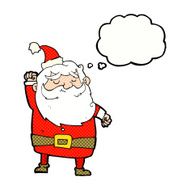 cartoon santa claus punching air with thought bubble N18