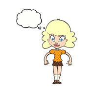 cartoon pretty woman with thought bubble N270