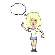 cartoon tough woman with idea thought bubble N9