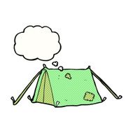 cartoon traditional tent with thought bubble N2