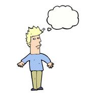 cartoon worried man with thought bubble N92