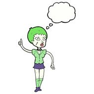cartoon halloween girl with thought bubble N20