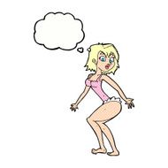cartoon woman in lingerie with thought bubble N47
