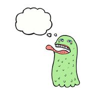 cartoon funny ghost with thought bubble N20