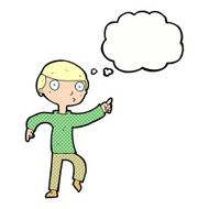cartoon boy pointing with thought bubble N28