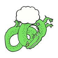 cartoon dragon with thought bubble N6