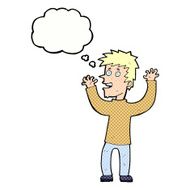 cartoon excited man with thought bubble N67