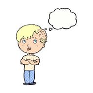 cartoon boy with growth on head thought bubble N36