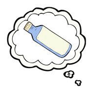 cartoon water bottle with thought bubble N4