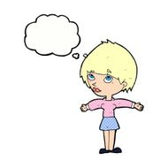 cartoon woman with open arms thought bubble N100