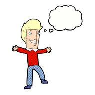 cartoon happy man with thought bubble N457
