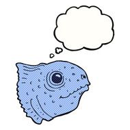 cartoon fish head with thought bubble N8