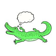 cartoon crocodile with thought bubble N40