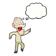cartoon frightened old man with thought bubble N35