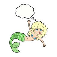 cartoon pretty mermaid with thought bubble N38