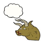 cartoon angry bull head with thought bubble N10