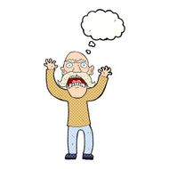 cartoon angry old man with thought bubble N139