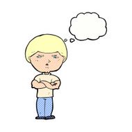 cartoon grumpy man with thought bubble N20