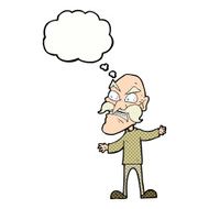 cartoon angry old man with thought bubble N140