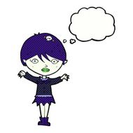 cartoon waving vampire girl with thought bubble N17