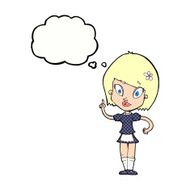 cartoon pretty maid with thought bubble N10