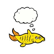 cartoon fish with thought bubble N91