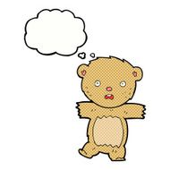 cartoon shocked teddy bear with thought bubble N2