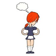 cartoon waitress with thought bubble N30