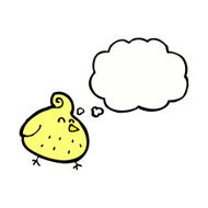 cartoon bird with thought bubble N262