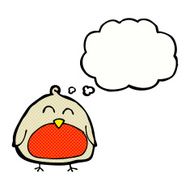 funny cartoon christmas robin with thought bubble N5