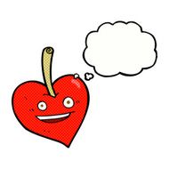 cartoon love heart apple with thought bubble N2